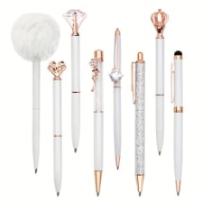 elegant crystal diamond ballpoint pen set - 5/8pcs, glitter metal pens with black ink for journaling & writing, chic office and home gift for women