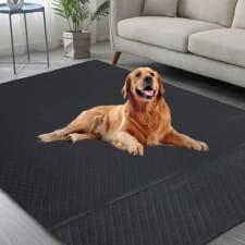 extra-large waterproof dog training mat - durable, washable, and reusable pet pad for all breeds with grid pattern design, easy to clean, and portable - black