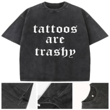 high weight pure cotton tattoos are trash men's and women's washed cotton short sleeved round neck t-shirts