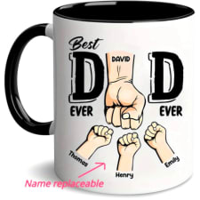 customizable 'best dad ever' coffee mug - perfect father's day gift, personalized with kids' names, durable ceramic