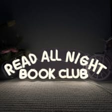 neon book club sign - dimmable, usb powered, led neon light for wall decor, home library, school, dorm, man cave, birthday gifts