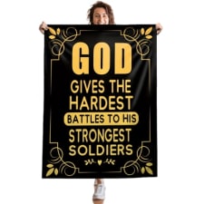 1 pc get well blanket gifts for women, men, surgery gifts for friends with cancer, chemo patients, flannel throw blanket, god gives the hardest battles to his strongest soldiers