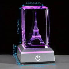 3d crystal eiffel tower night light crystal ball lamp, laser engraving, usb charging, changeable color, with led base, paris theme bedroom office decoration, halloween christmas birthday gift for women friends family