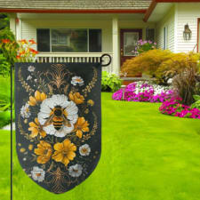 bee welcome garden flag - 12x18 inch, vibrant village core blossoms design, durable polyester, perfect for home & outdoor decor, ideal gift for family and friends, no flagpole included