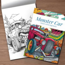 upgraded 22-page thick paper monster car coloring book - art & crafts, perfect gift for boys, girls, and monster truck enthusiasts