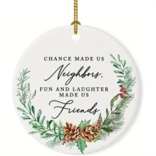 chance made us neighbors acorn wreath christmas ornament - keepsake for besties and friends - 2024 holiday decor