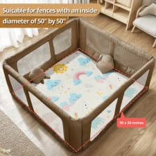 foam baby playmat- 50 x 50 x 0.6 inches thicker size, softer crawling mat, sun pattern, easy to clean, high quality pe material, 100% non-toxic, lead-free