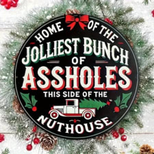 1pc joyful bastar asylum - acrylic christmas logo, "happiest bastar family" holiday wall decoration, suitable for home, kitchen, garden, garage, office -8x8 inch holiday acrylic decoration, holiday party decoration