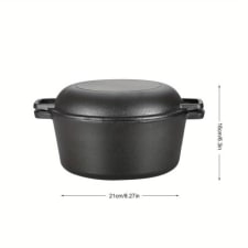 2-in-1 cast iron pot oven with handles, crock pot black cast iron pot with skillet lid, all-in-one cookware braising pan