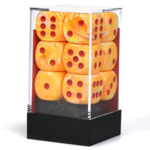 d6 Cube 16mm Festive Sunburst with Red