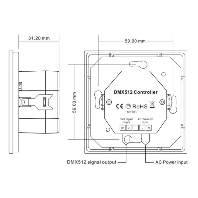 Slc Dmx Master Wall Touch Panel 1 Zone 230v The Light Group