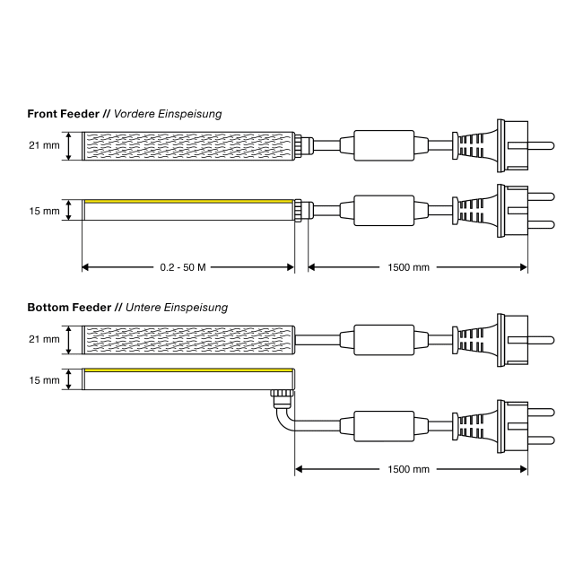 SLC NeonFlex Mains 8W TopBend Dim Custom Length The Light Group