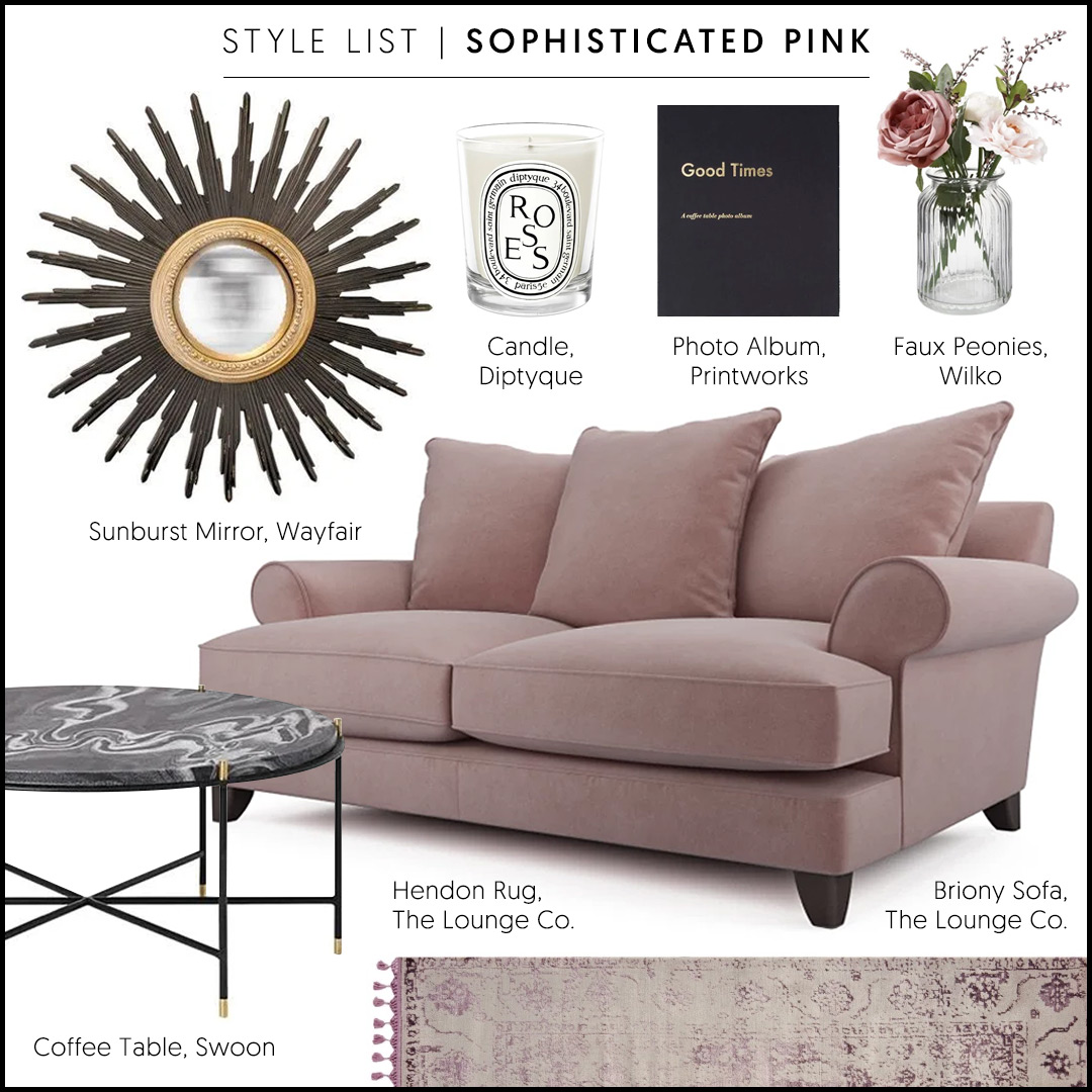 Sophisticated Blush Pink Velvet Sofa