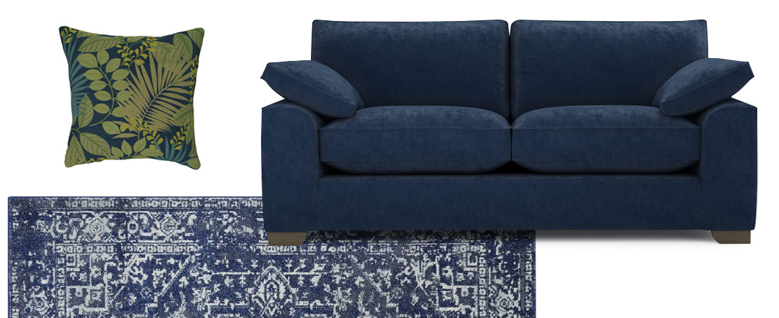 Navy Blue Chenille Sofa from The Lounge Co.