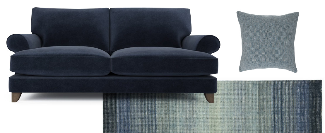 Navy Blue Velvet Sofa from The Lounge Co.