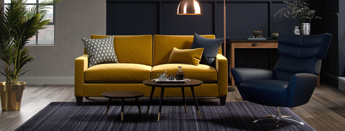 Contemporary Mustard Velvet Sofa