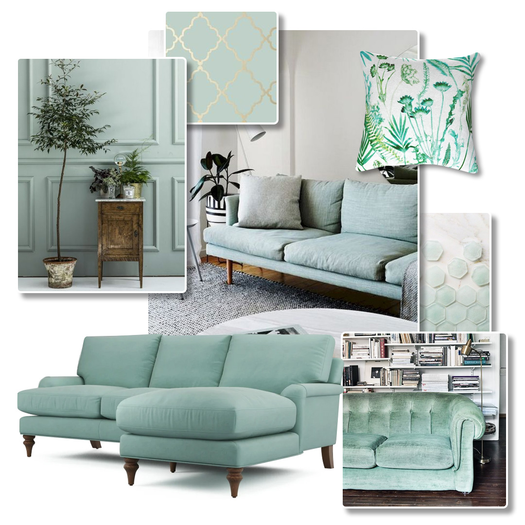 Mint Green Velvet Sofa and interior inspiration