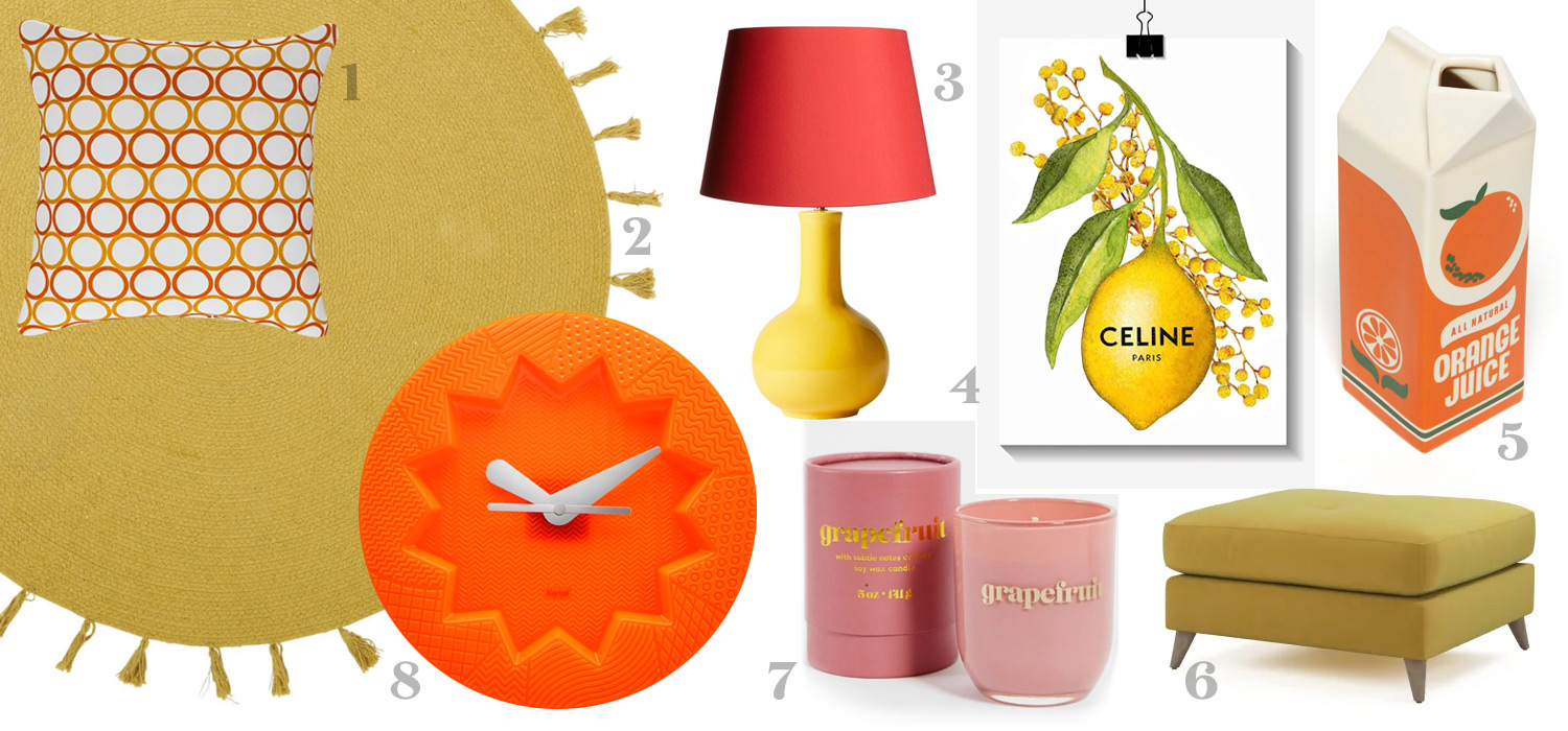 Citrus Inspired Home Accessories in Yellow and Orange