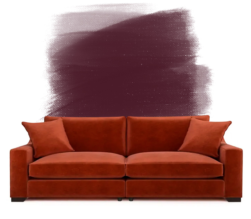 How to style a dark orange velvet sofa