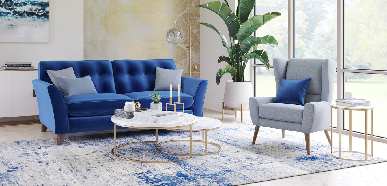 Cobalt Blue Velvet Sofa