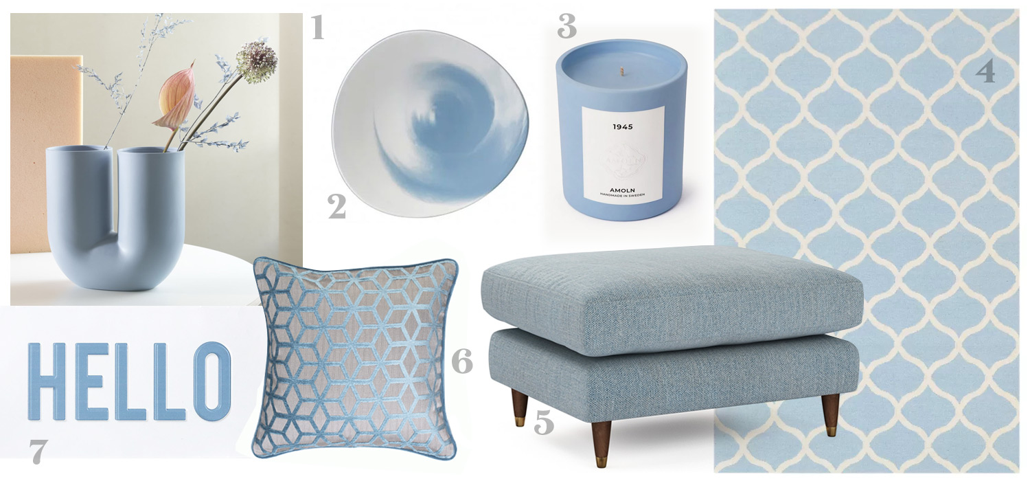 Bright Skies inspired pale blue home accessories