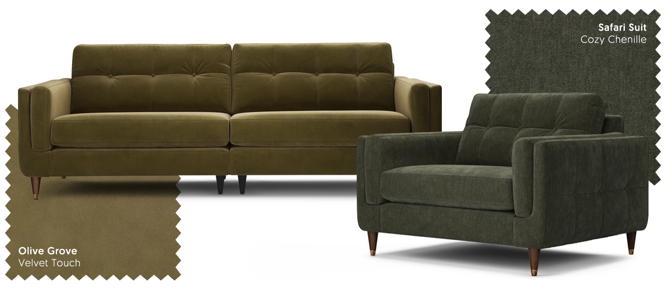 The Lounge Co. Madison Sofa - A modern sofa in olive green velvet