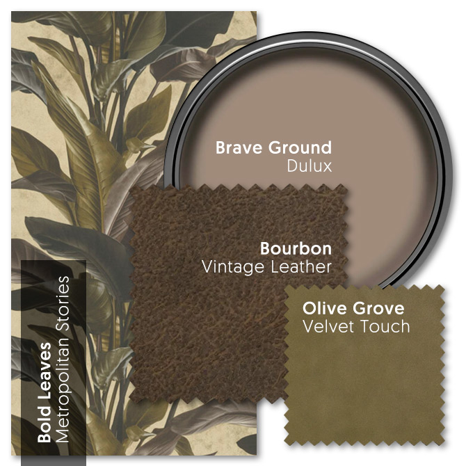 Decorate your lounge with earthy tones and a botanical twist