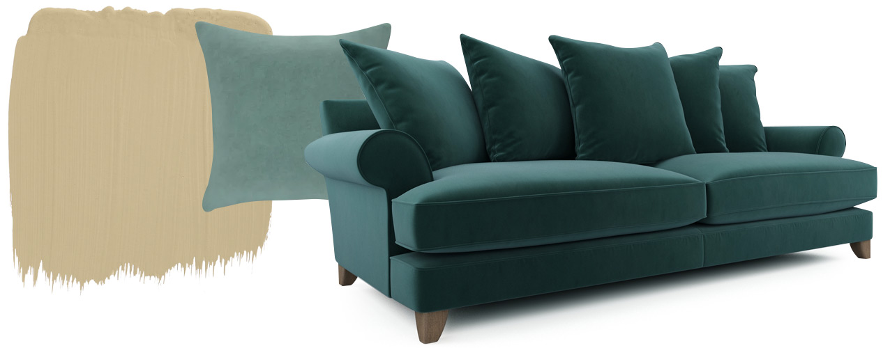 Gorgeous teal velvet sofa