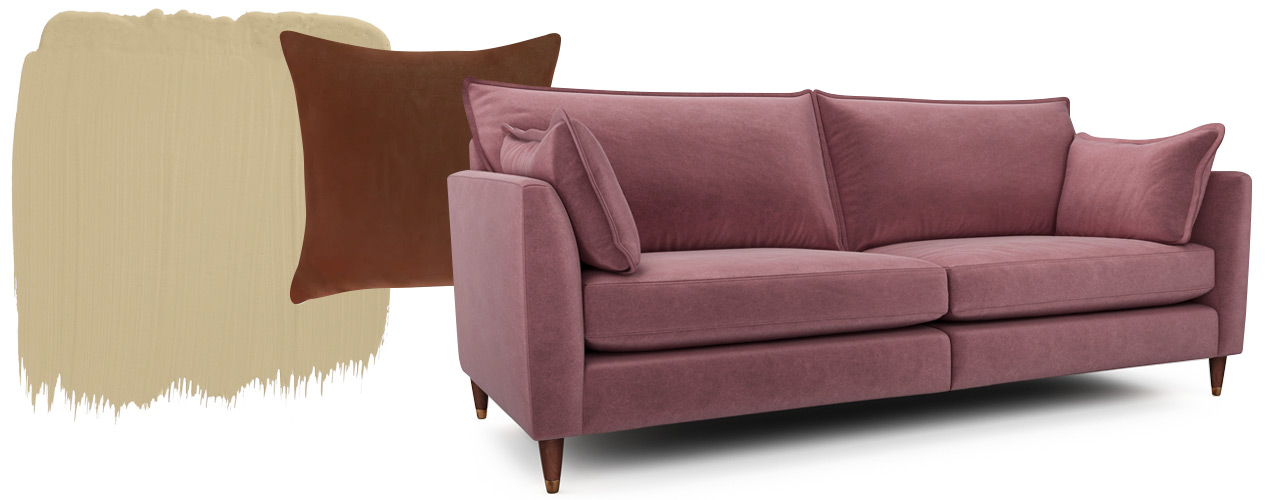 Beautifully designed raspberry pink velvet sofa