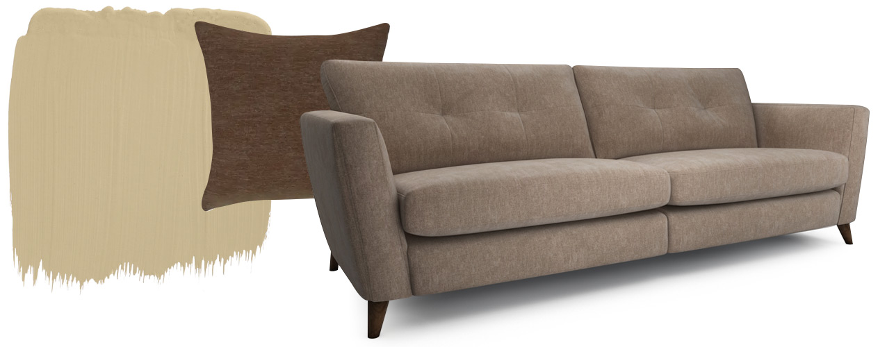 Contemporary brown neutral chenille sofa