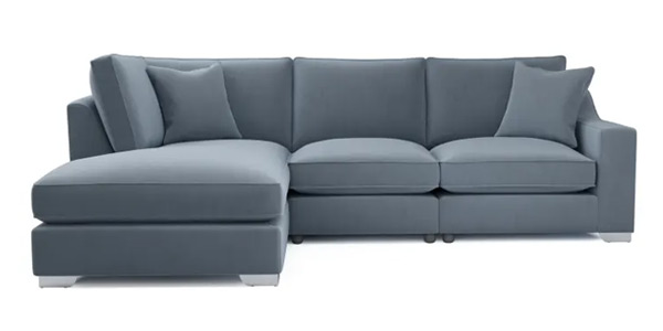 Imogen Modular Chaise End Sofa in Grey Velvet