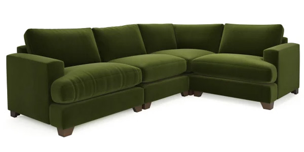 Lola Modular Corner Sofa in Green Velvet