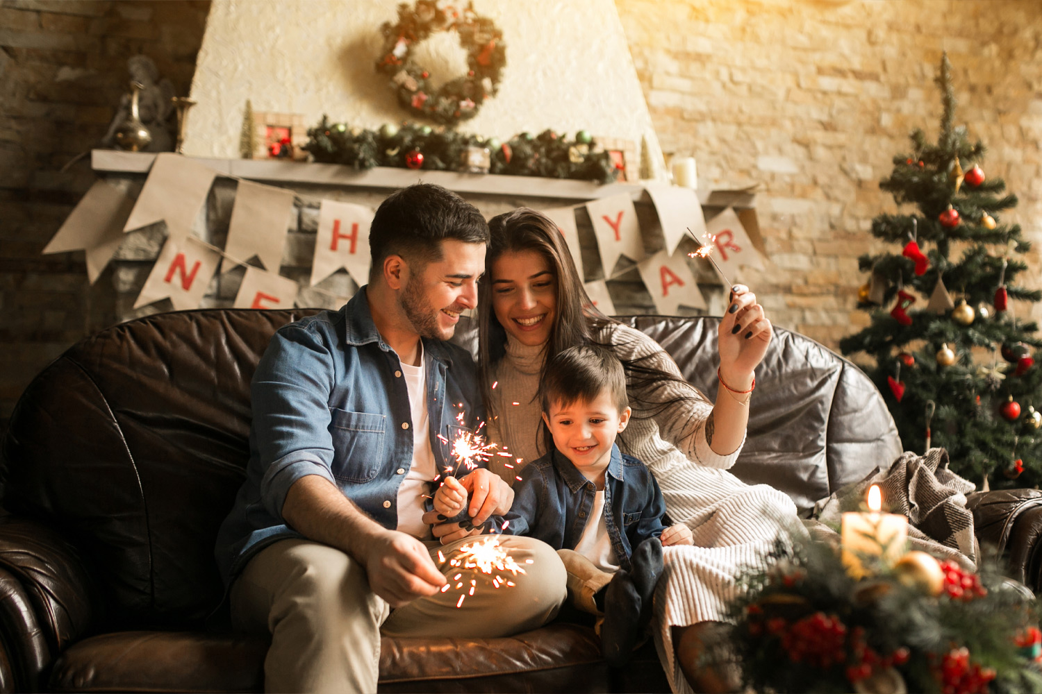 A family Christmas on the sofa