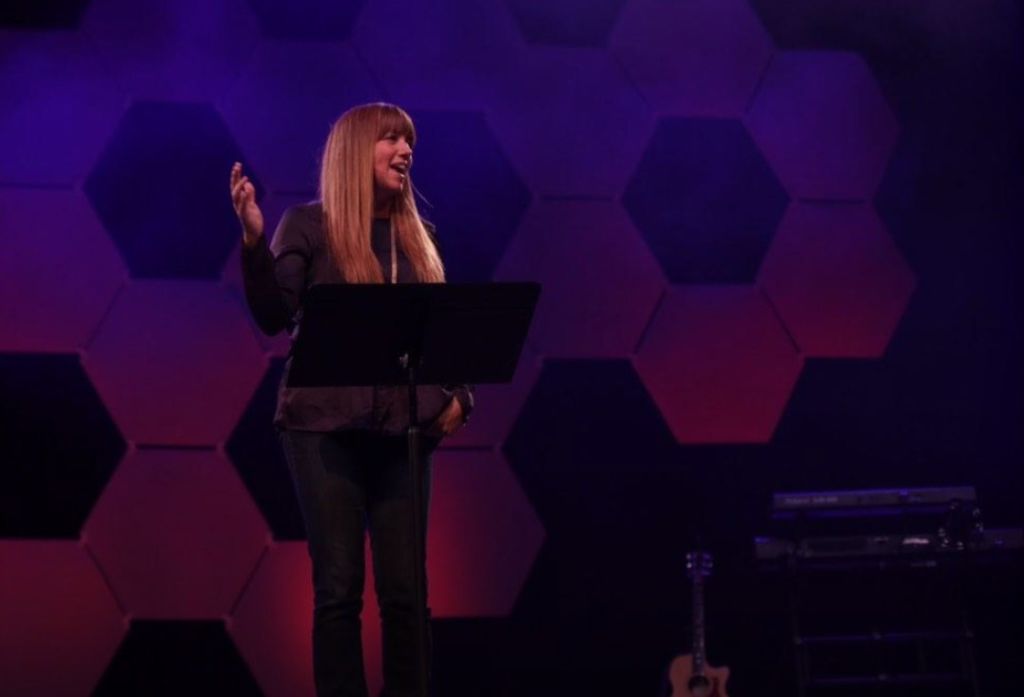 Jodi Hickerson, speaking on the main stage at Exponential