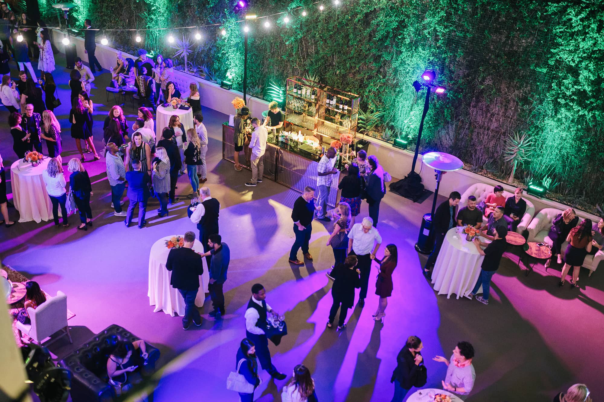 A party crowd shot from above