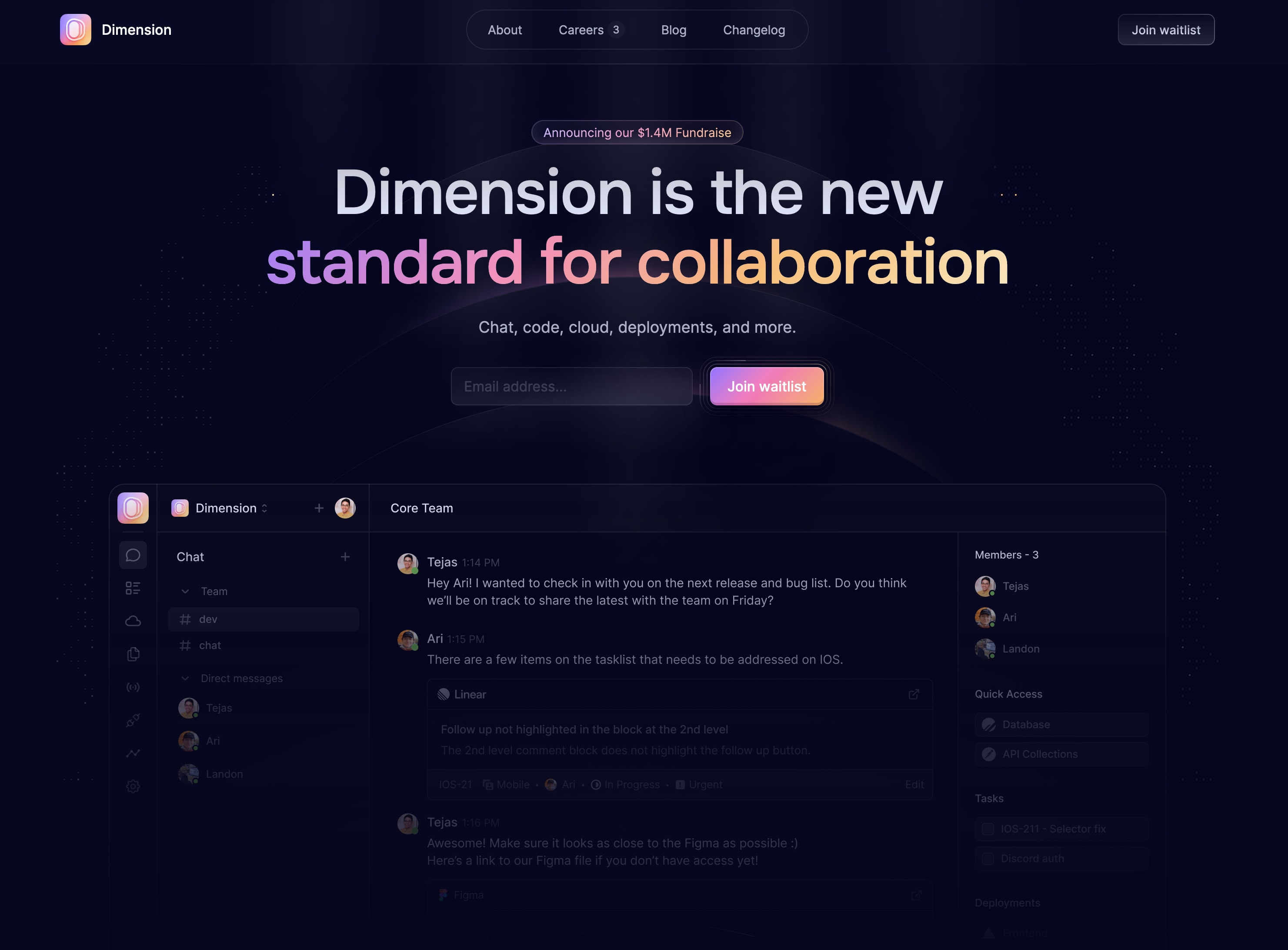 Dimension Landing Page