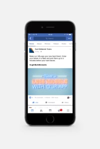 East Midlands Trains 'Less hassle with our app' facebook advert