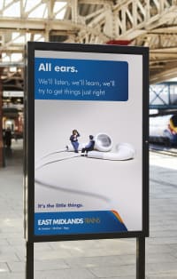 East Midlands Train 'All ears' train platform advert
