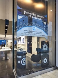 Shop window with Samsung x Shazam advert
