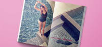 Swimsuit collection across double page magazine spread