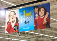 The 1 stop school shop overhead point of sale graphic
