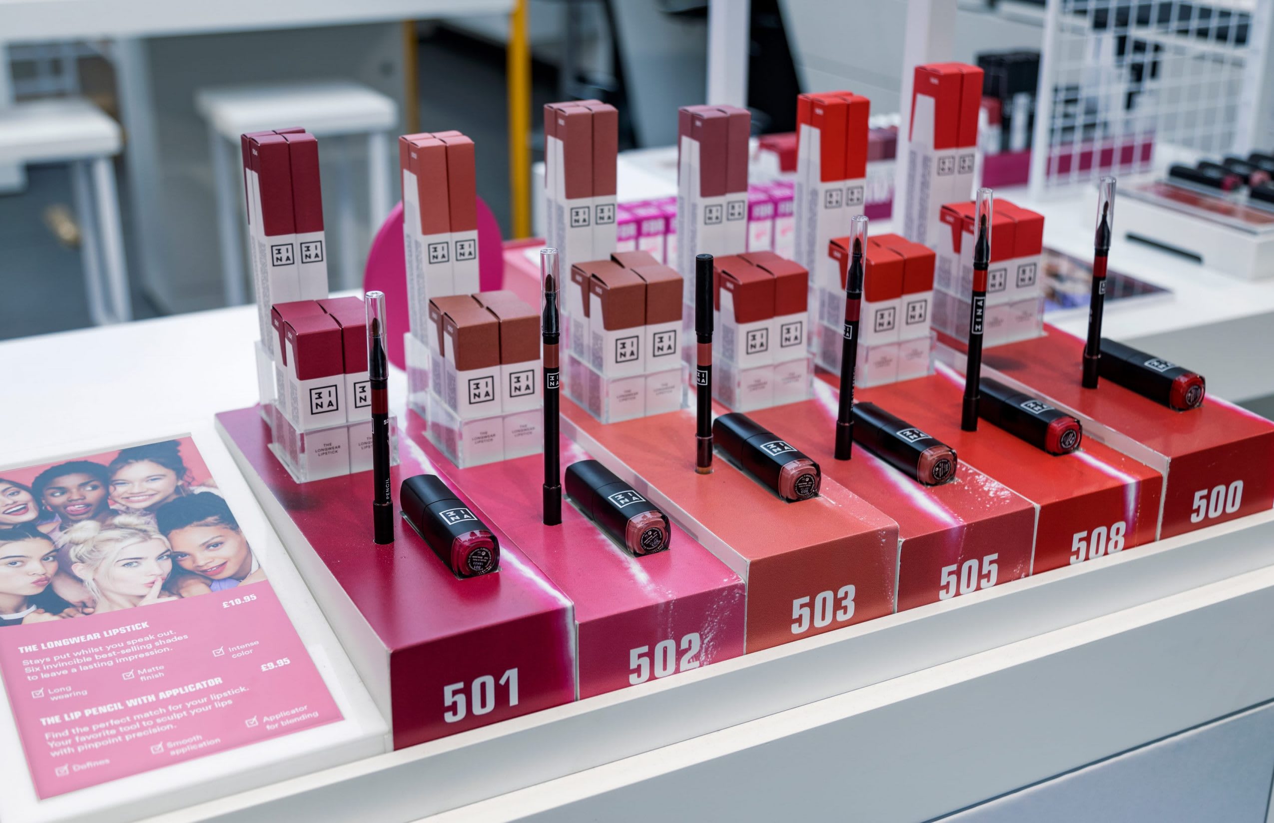 3ina Covent Garden store lipsticks and lip liners