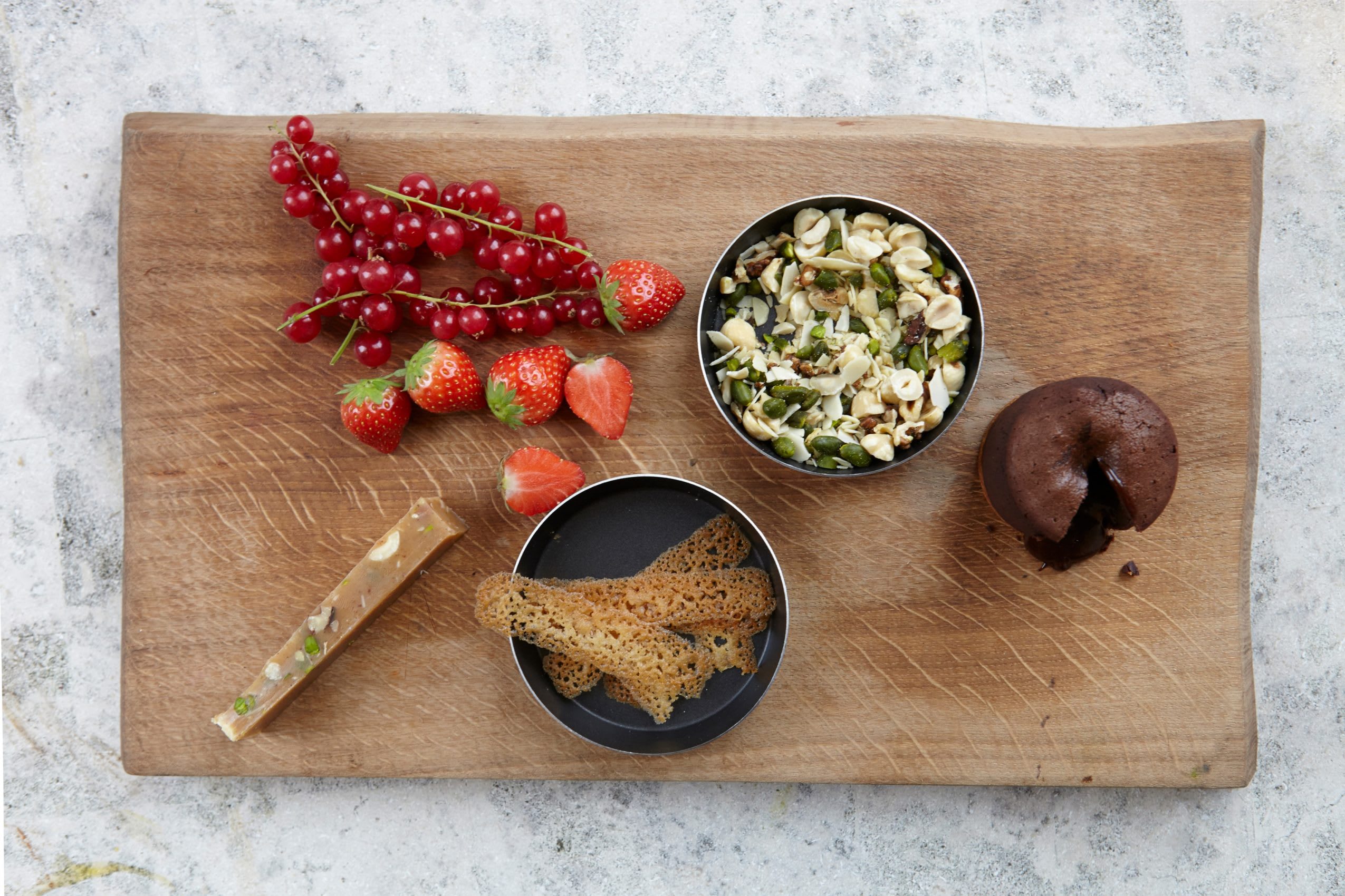 Ingredients on a wooden chopping board