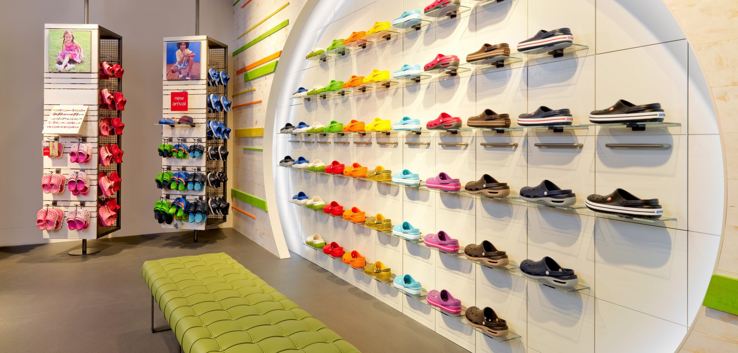Wall display with footwear