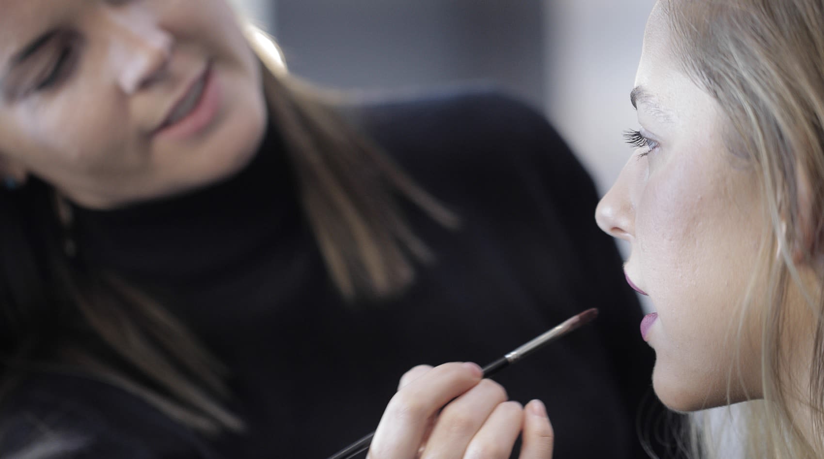 Makeup artist and model