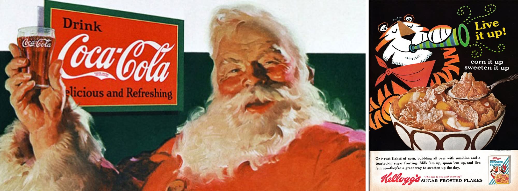 Coca-cola's Santa Claus and Tony the Tiger