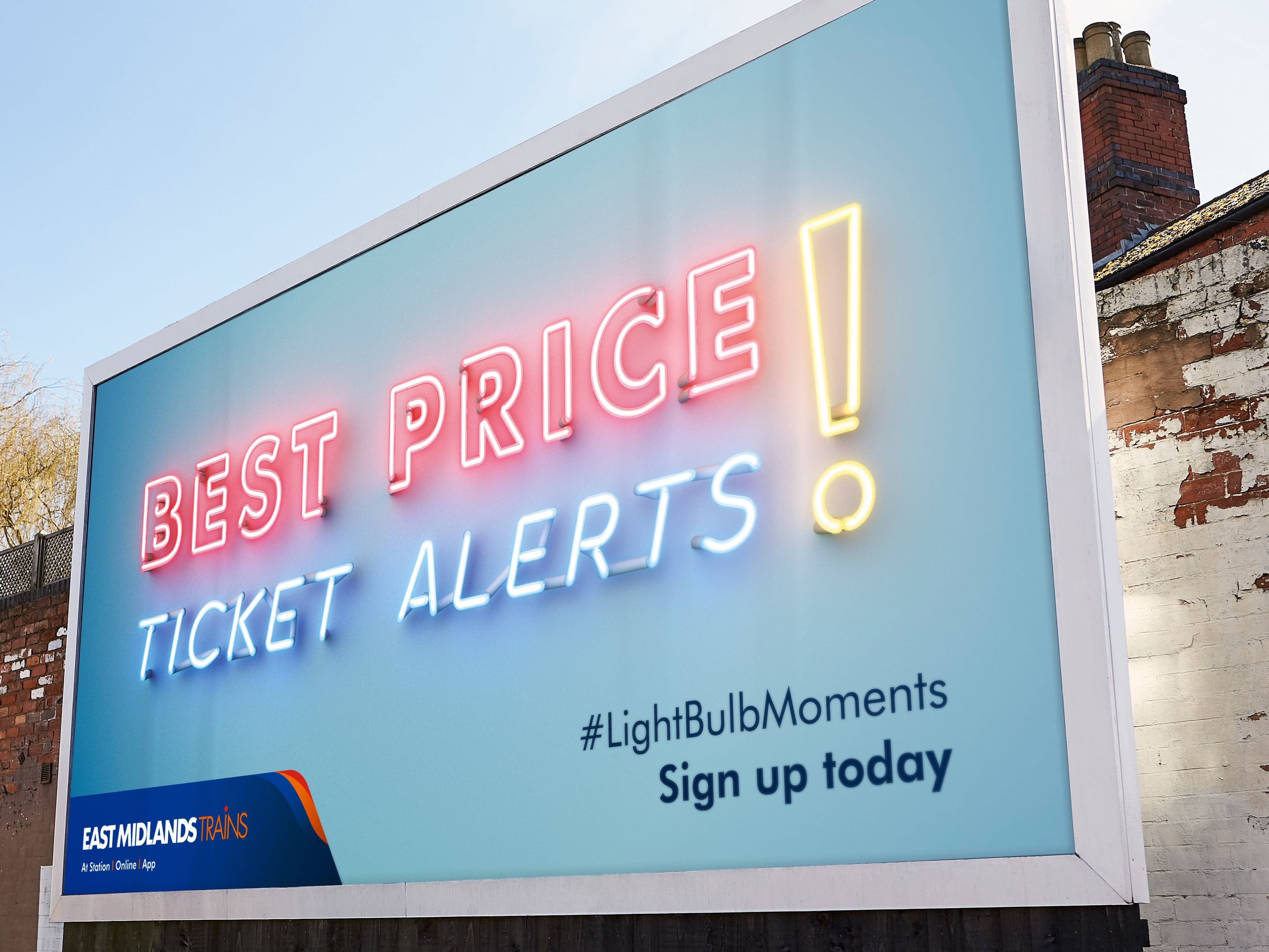 East Midlands Train 'Best price tickets alert' billboard advert