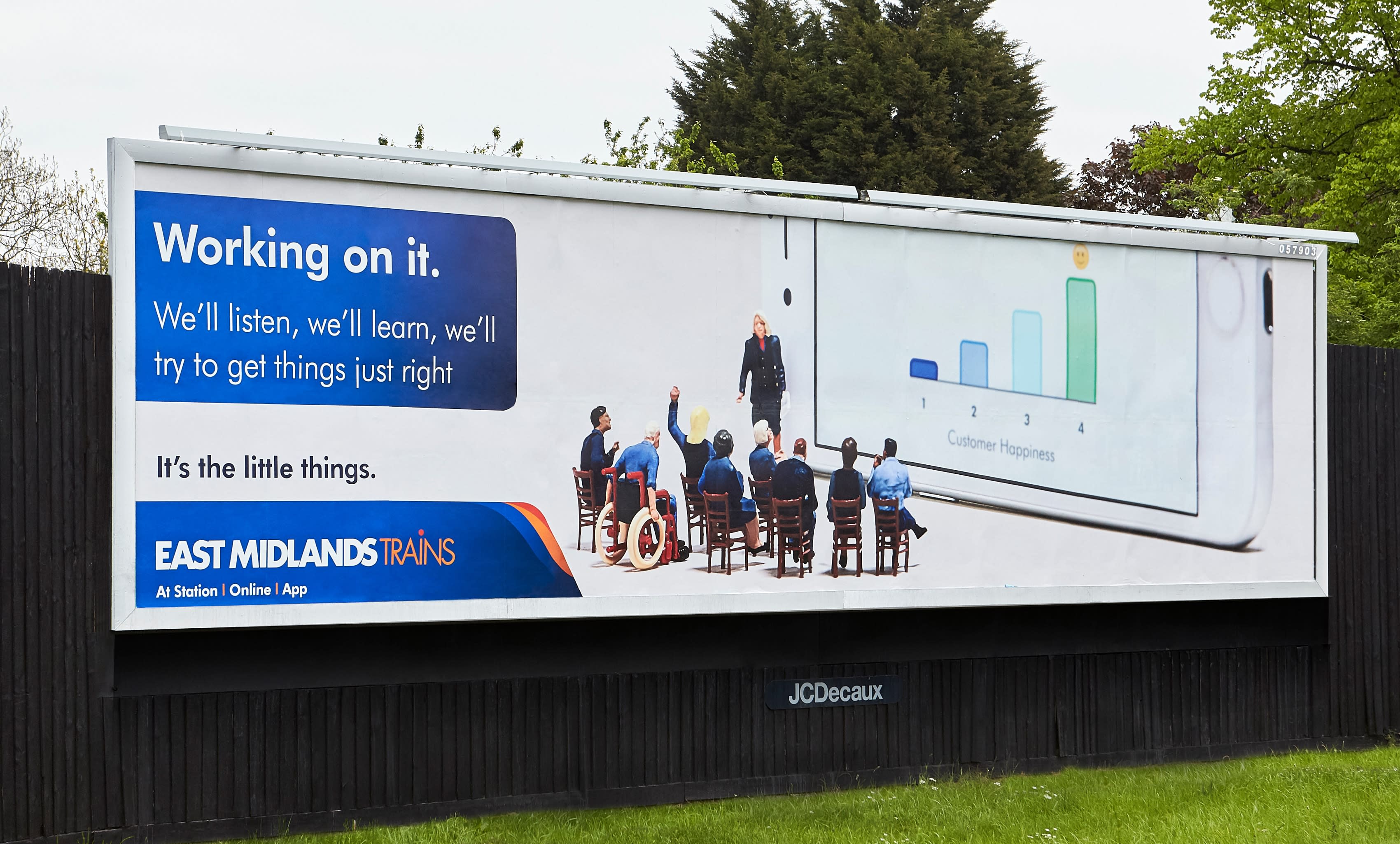 East Midlands Train 'Working on it' billboard advert