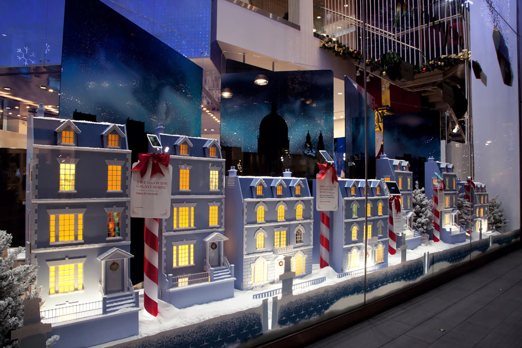 Christmas themed street of toy houses