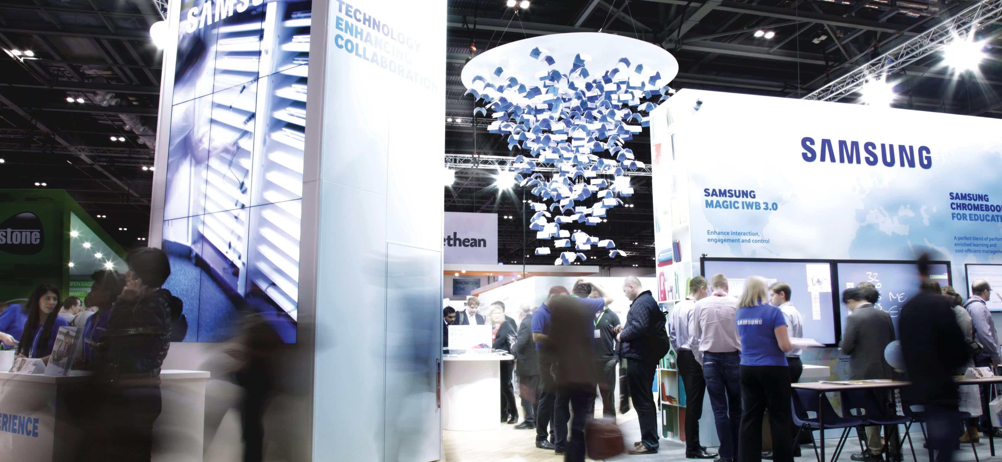 Long exposure shot of exhibition hall